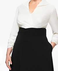 Betsy & Adam Plus Long Sleeve Sheath Dress