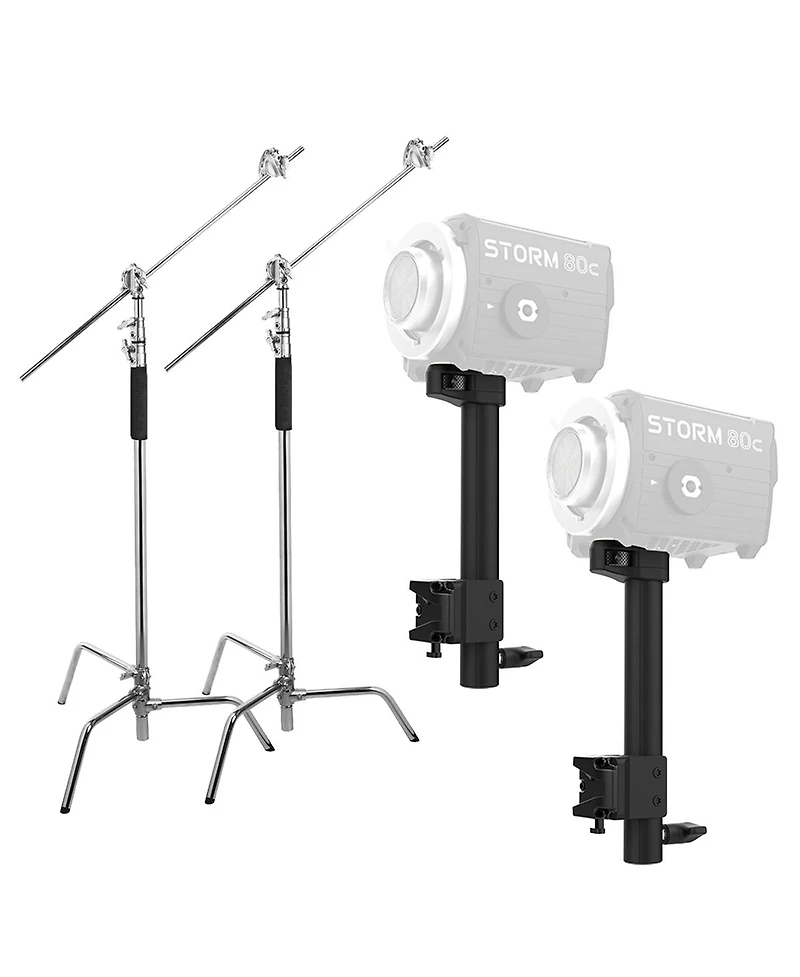 Aputure Handheld Bracket for Storm 80c Led Light, 2-Pack, Bundle with Flashpoint 10' C Light Stand on Turtle Base Kit