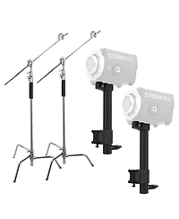 Aputure Handheld Bracket for Storm 80c Led Light, 2-Pack, Bundle with Flashpoint 10' C Light Stand on Turtle Base Kit