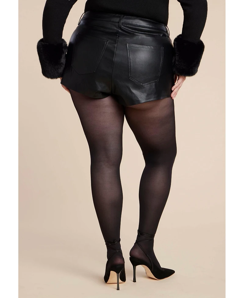 Eloquii Women's Plus Mini Faux Leather Short