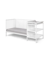 Forest'nSky White 3-in-1 Convertible Crib and Changer Combo with Drawers and Open Shelving