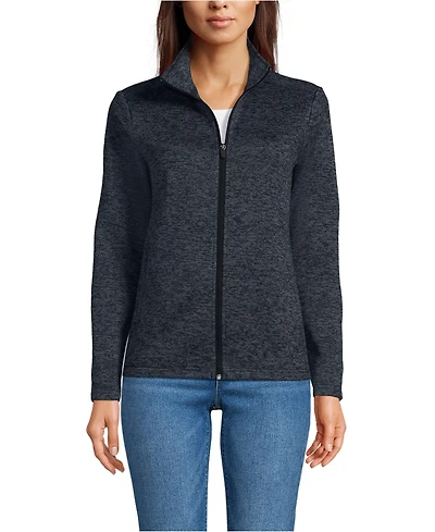 Lands' End Women's School Uniform Sweater Fleece Zip Front Jacket