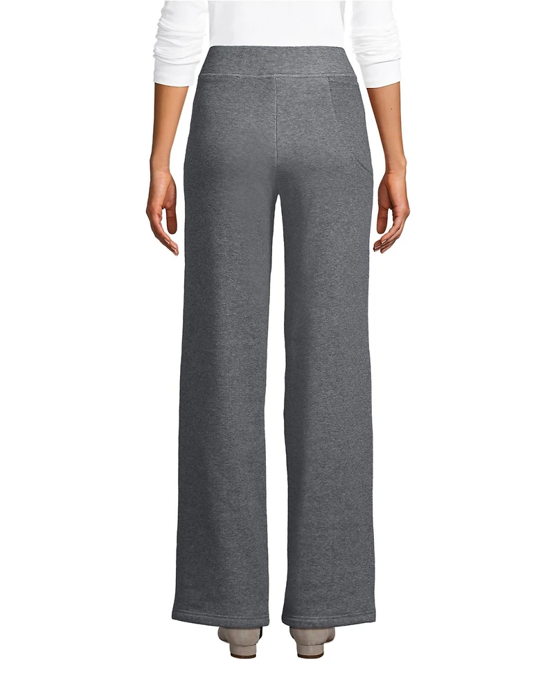 Lands' End Women's Petite Serious Sweats High Rise Fleece Lined Straight Leg Pants
