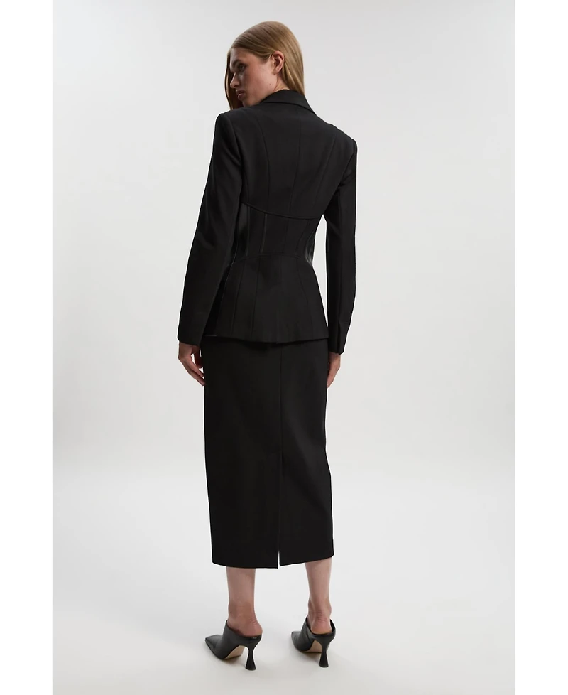 Karen Millen Women's Ponte Pu Pencil Skirt