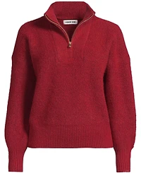 Lands' End Women's Fuzzy Wedged Quarter Zip Sweater