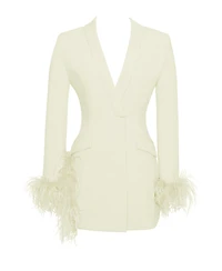 Miss Circle Women Madeline Pearl White Feather Trim Blazer Dress