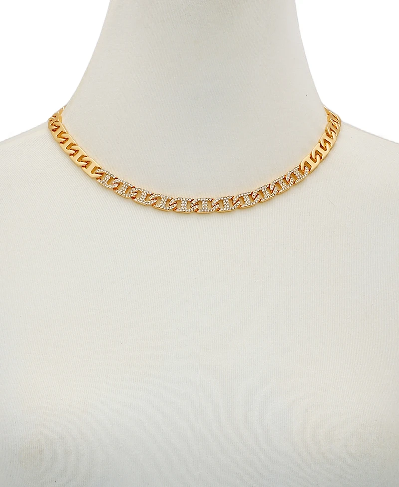 Guess Glass Stone Chain Link Statement Necklace (also Gold-Tone)