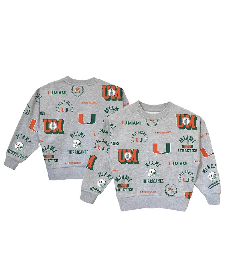 Gameday Couture Big Girls Gray Miami Hurricanes Always on Repeat Pullover Sweatshirt