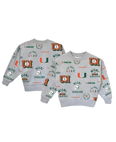 Gameday Couture Big Girls Gray Miami Hurricanes Always on Repeat Pullover Sweatshirt