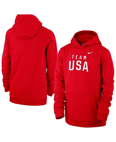 Nike Big Boys and Girls Red Primary Club Fleece Hoodie