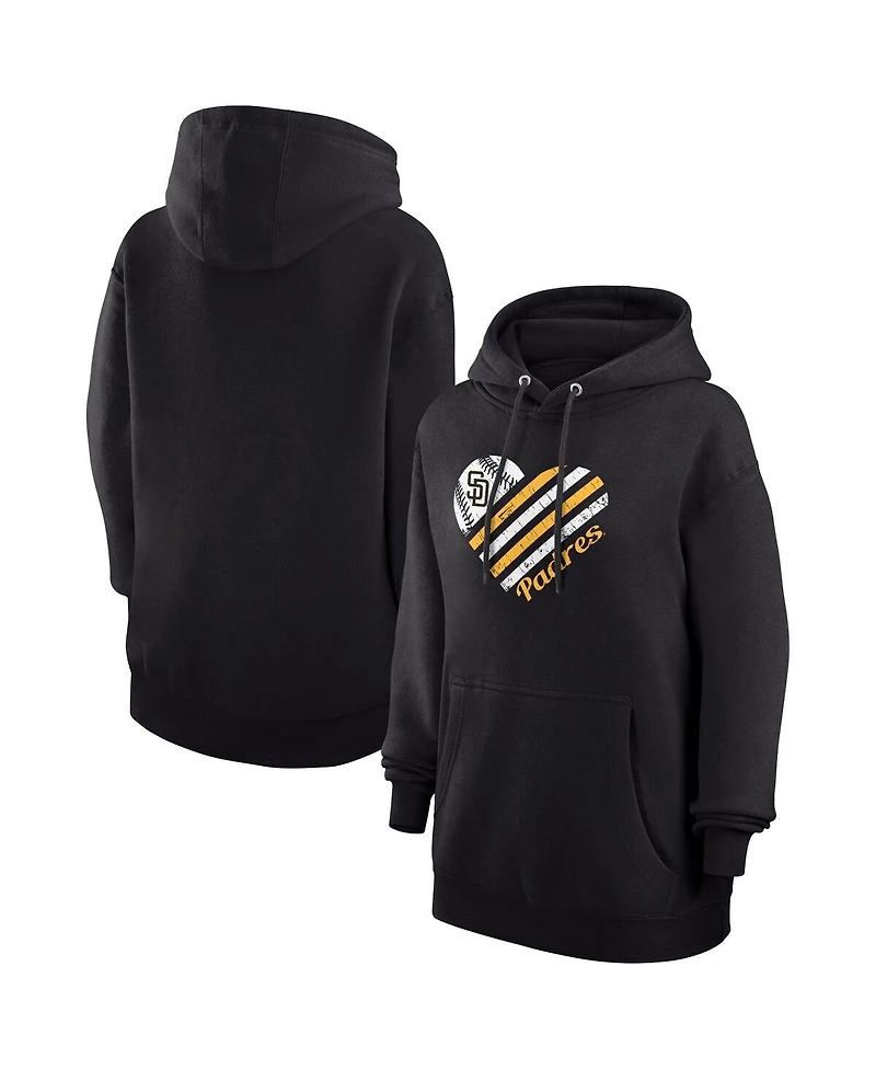G-iii 4Her by Carl Banks Women's Black San Diego Padres Heart Fleece Pullover Hoodie