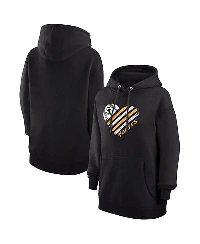 G-iii 4Her by Carl Banks Women's Black San Diego Padres Heart Fleece Pullover Hoodie