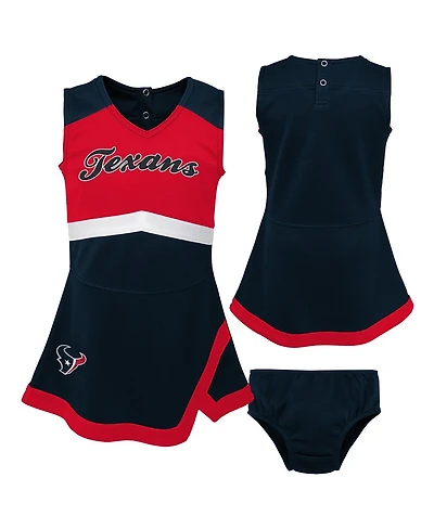 Outerstuff Girls Preschool 2-Piece Navy Houston Texans Cheer Captain Jumper Dress with Bloomers Set