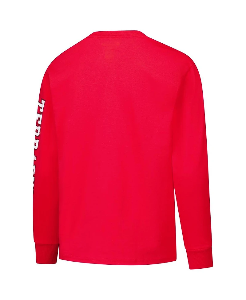 Champion Big Boys and Girls Red Maryland Terrapins Distressed Arch Over Logo Long Sleeve T-Shirt