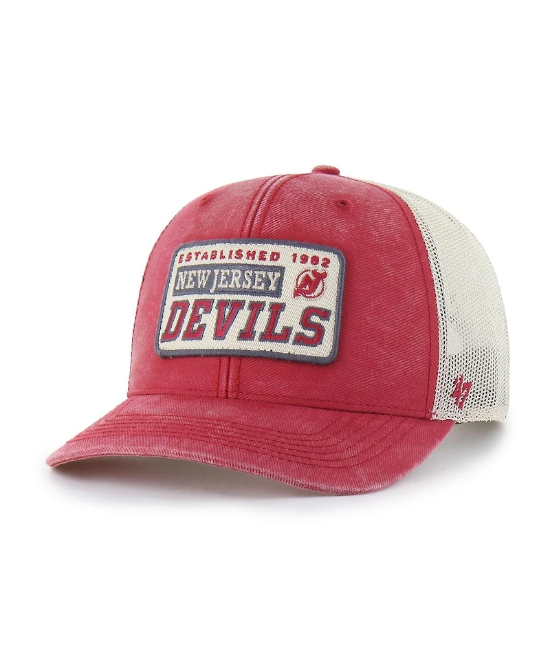 '47 Brand Men's Red New Jersey Devils Canteen Pigment Dyed Patch Trucker Adjustable Hat