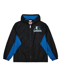 Mitchell & Ness Men's Black Minnesota Timberwolves Playmaker Full-Zip Windbreaker Jacket