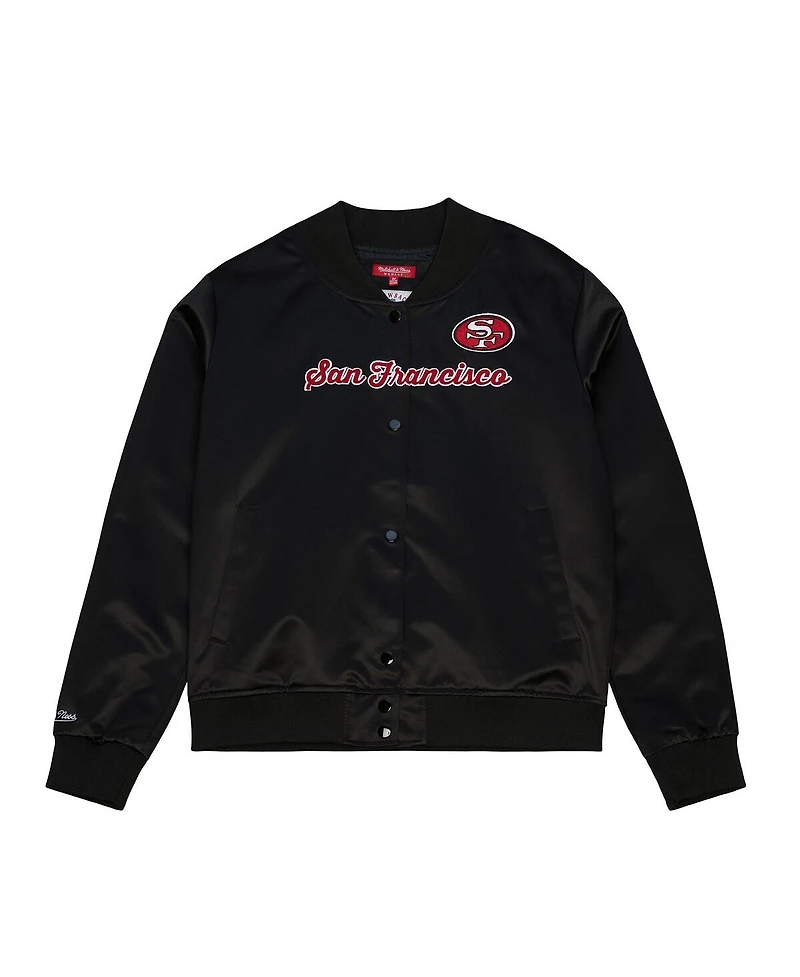Mitchell & Ness Women's Black San Francisco 49ers Full-Snap Satin Jacket