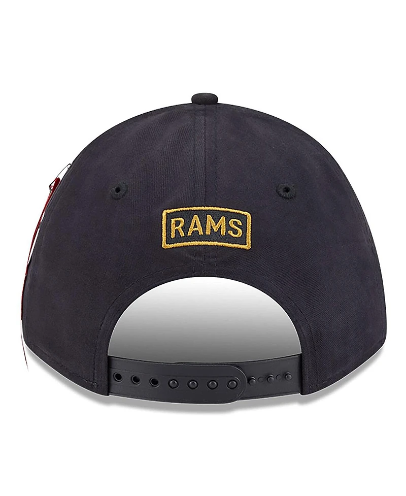 New Era x Alpha Industries Men's Black Los Angeles Rams A-Frame 9FORTY Adjustable Hat