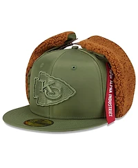 New Era x Alpha Industries Men's Olive Kansas City Chiefs Dog Ears 59FIFTY Fitted Hat
