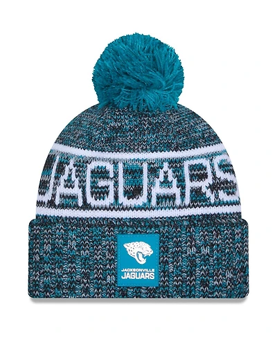 New Era Men's Teal Jacksonville Jaguars 2025 Sideline Cold Weather Cuffed Pom with Knit Hat