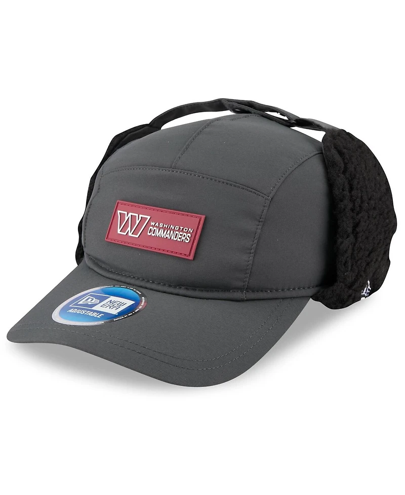 New Era Men's Charcoal Washington Commanders 2025 Sideline Cold Weather Runner Dog Ear Adjustable Hat