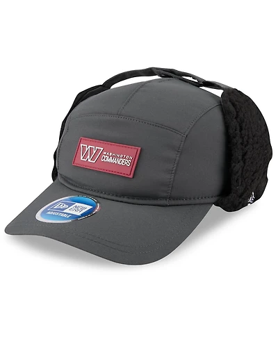 New Era Men's Charcoal Washington Commanders 2025 Sideline Cold Weather Runner Dog Ear Adjustable Hat