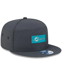 New Era Men's Charcoal Miami Dolphins 2025 Sideline Cold Weather Split Panel 9FIFTY Snapback Hat