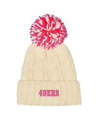 Outerstuff Girls White San Francisco 49ers Cable Cuffed Pom with Knit Hat
