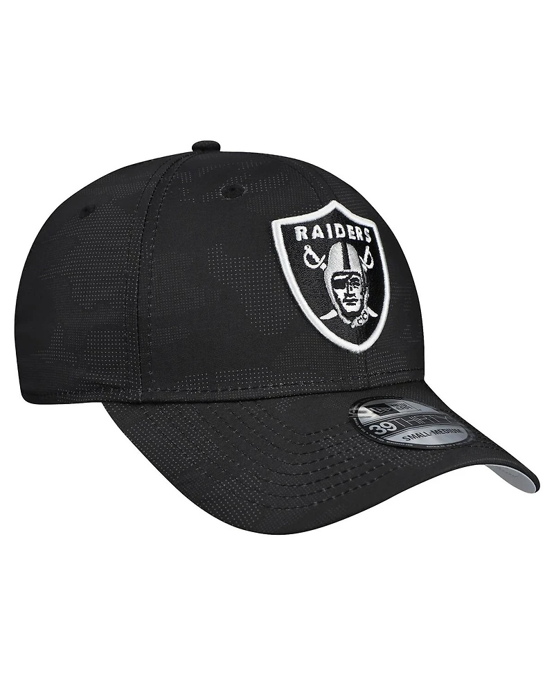 New Era Men's Black Las Vegas Raiders Tonal Camo 39THIRTY Stretch Fit Hat