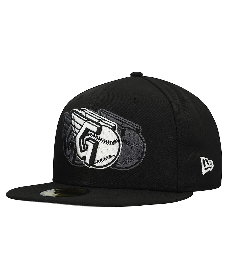 New Era Men's Black Cleveland Guardians Tri-Hit 59FIFTY Fitted Hat