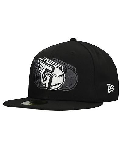 New Era Men's Black Cleveland Guardians Tri-Hit 59FIFTY Fitted Hat