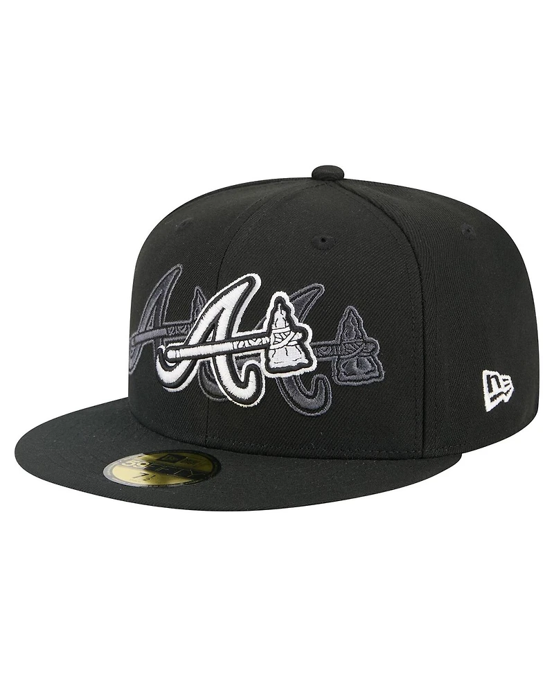 New Era Men's Black Atlanta Braves Tri-Hit 59FIFTY Fitted Hat
