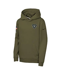 Nike Big Boys and Girls Olive Las Vegas Raiders 2025 Salute to Service Club Fleece Hoodie