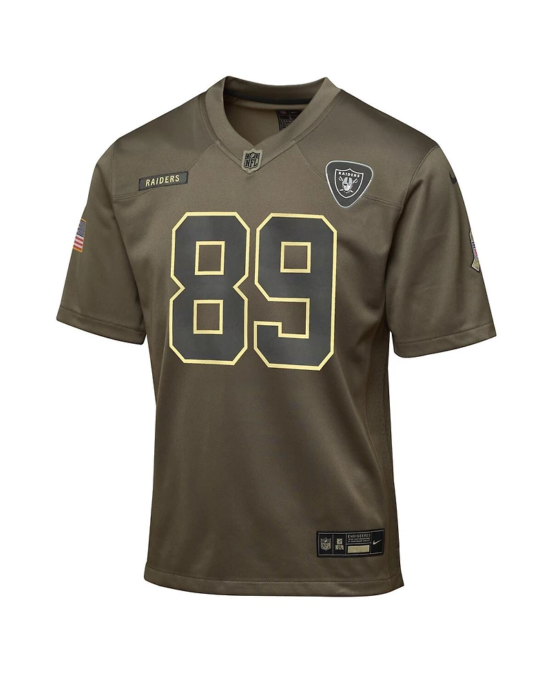 Nike Big Boys and Girls Brock Bowers Olive Las Vegas Raiders 2025 Salute to Service Game Jersey