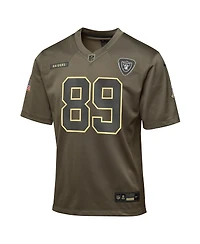Nike Big Boys and Girls Brock Bowers Olive Las Vegas Raiders 2025 Salute to Service Game Jersey