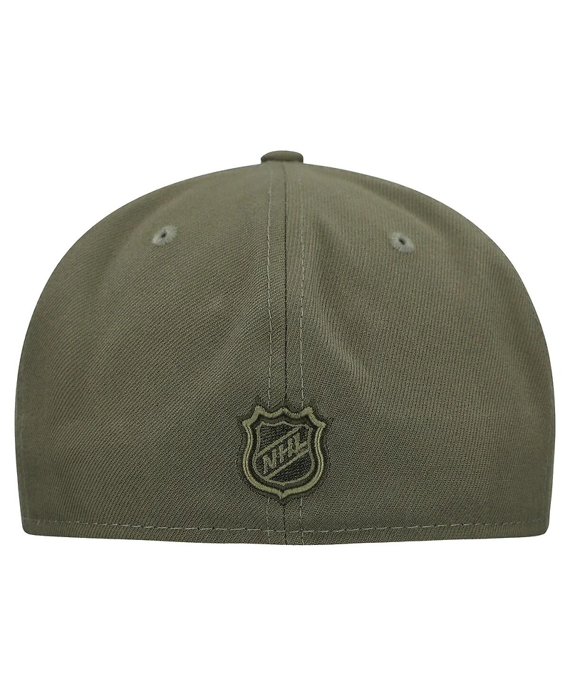 New Era Men's Olive Chicago Blackhawks Military Appreciation Flag 59FIFTY Fitted Hat