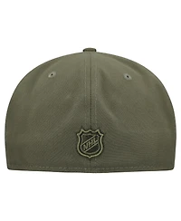 New Era Men's Olive Chicago Blackhawks Military Appreciation Flag 59FIFTY Fitted Hat