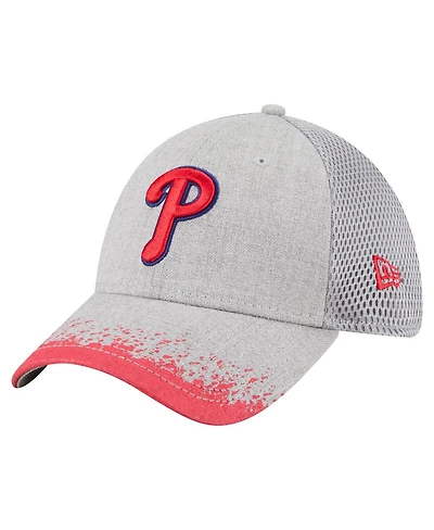 New Era Men's Gray Philadelphia Phillies Visor Paint Splatter 39THIRTY Flex Hat