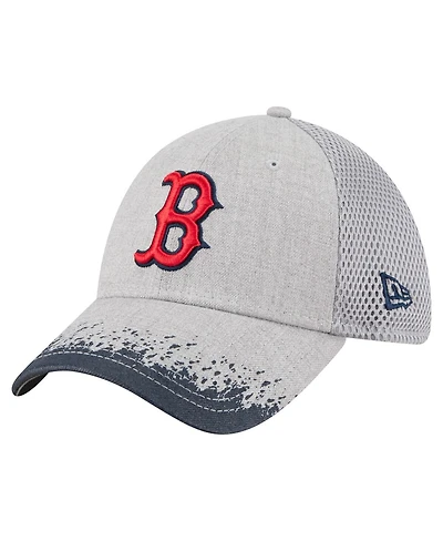 New Era Men's Gray Boston Red Sox Visor Paint Splatter 39THIRTY Flex Hat