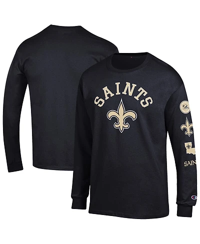 Champion Men's Black New Orleans Saints Seal Long Sleeve T-Shirt
