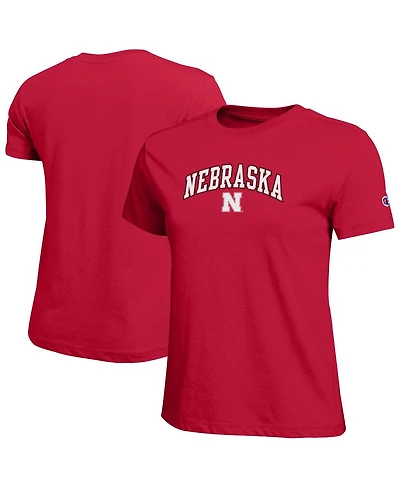 Champion Women's Scarlet Nebraska Huskers Arched Over Logo T-Shirt