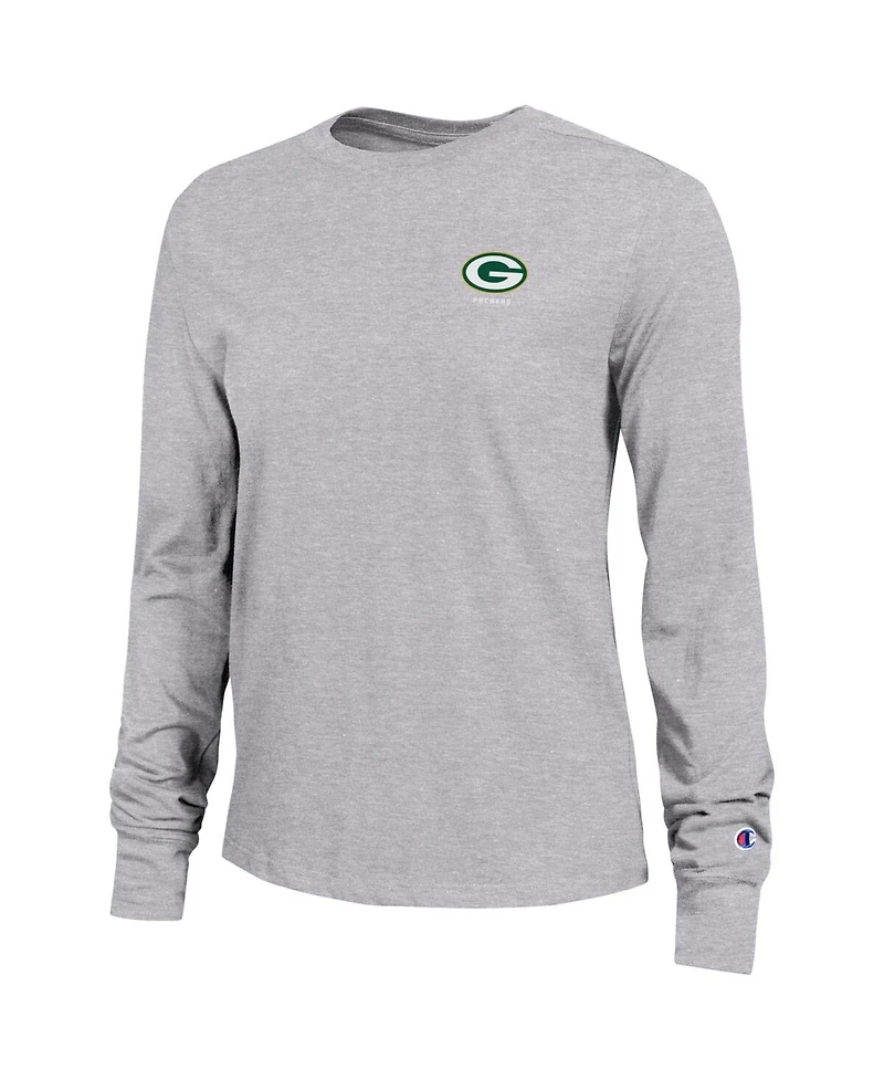 Champion Women's Gray Green Bay Packers Core Long-Sleeve T-Shirt