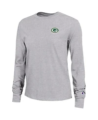 Champion Women's Gray Green Bay Packers Core Long-Sleeve T-Shirt