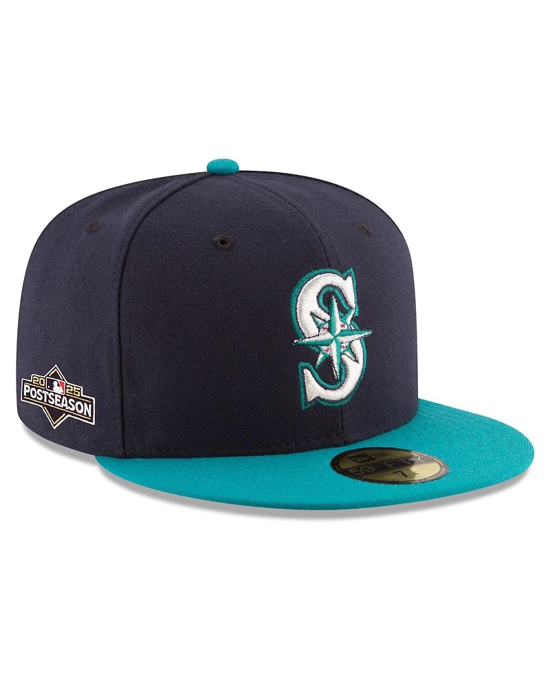 New Era Men's Navy/Teal Seattle Mariners 2025 Mlb Postseason Side Patch 59FIFTY Fitted Hat