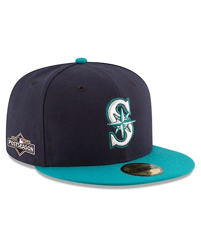New Era Men's Navy/Teal Seattle Mariners 2025 Mlb Postseason Side Patch 59FIFTY Fitted Hat