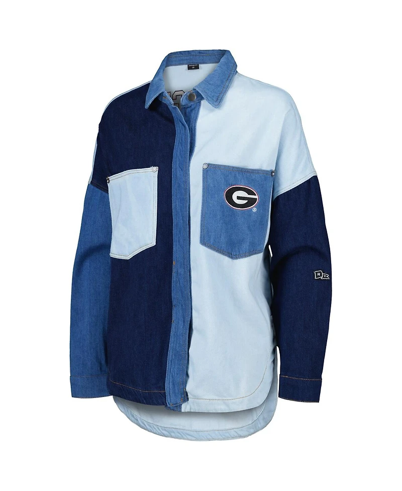 Hype And Vice Women's Denim Georgia Bulldogs Multi-Hit Hometown Full-Snap Jacket