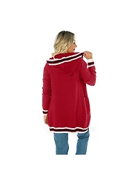 Gameday Couture Women's Crimson Arkansas Razorbacks Tri-Blend Rounded Stripe Cardigan Sweater