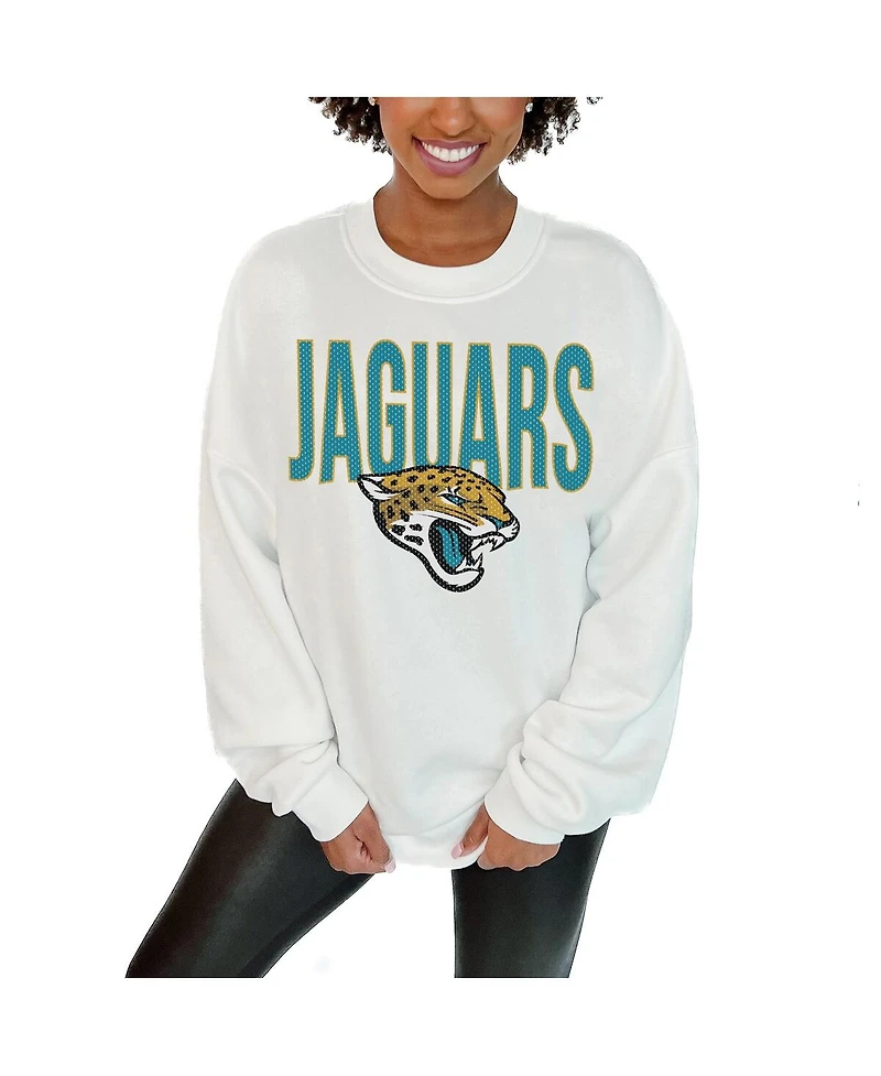 Gameday Couture Women's White Jacksonville Jaguars Just Go with It Oversized Long Sleeve Crewneck Sweatshirt