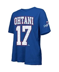 Majestic Women's Shohei Ohtani Royal Los Angeles Dodgers Oversized Name Number T-Shirt