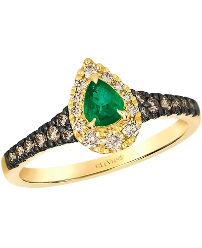 Le Vian Emerald (.25 ct. t.w.), Chocolate Diamond (.19 ct. t.w.) and Nude Diamond Ring (.15 ct. t.w.) in 14K Honey Gold